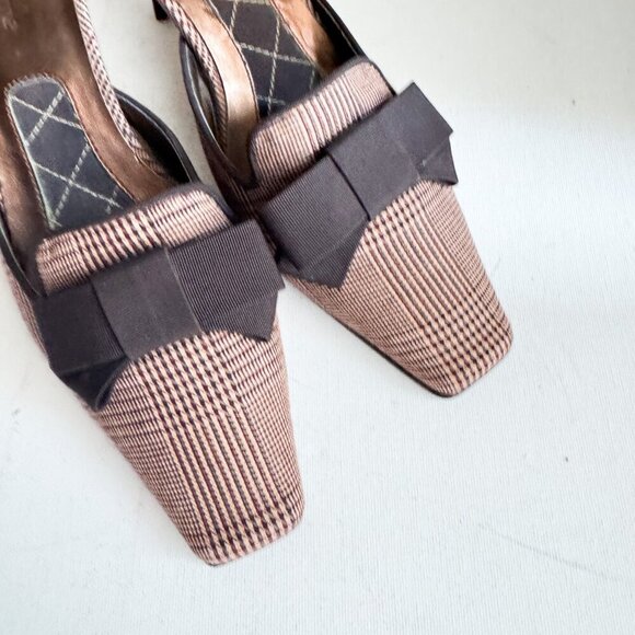 Liz Claiborne Plaid Bow Detail Kitten Heel Slides 8.5 - Picture 4 of 10